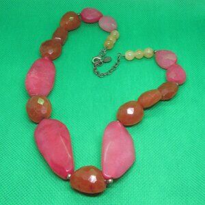 Barse Pink and Orange Agate Stone 925 Necklace